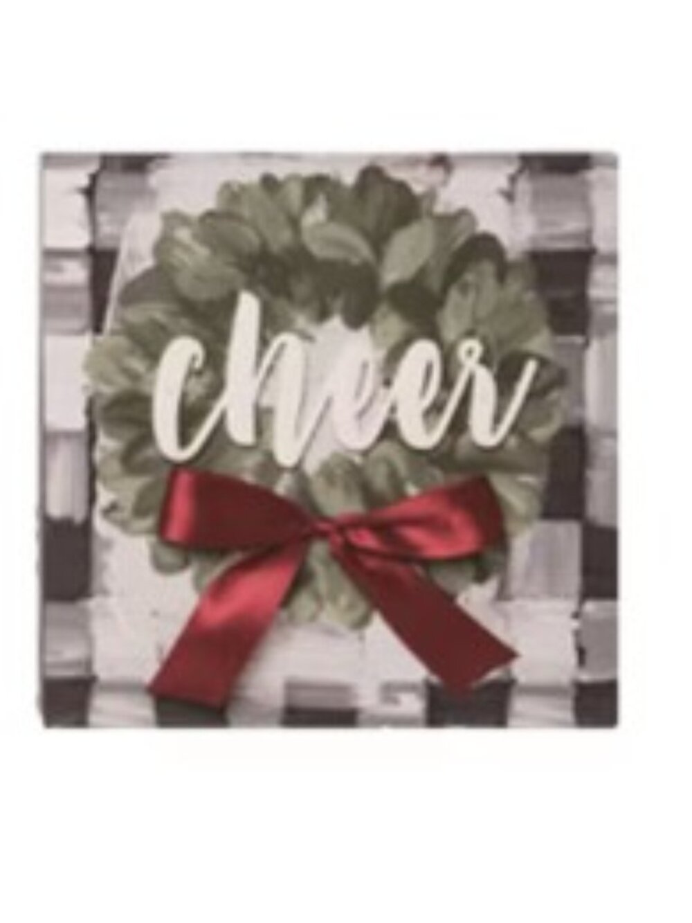Buffalo Plaid Holiday Block Decor - Cheer